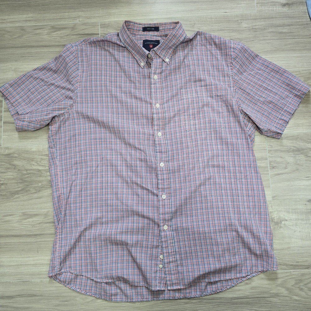 Saddlebred Button Shirt Mens XL Blue Red White Check